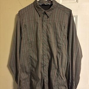 Arc'teryx Ridgeline #11998 brown and blue striped Shirt large